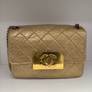 Chanel Gold Quilted Crossbody Bag